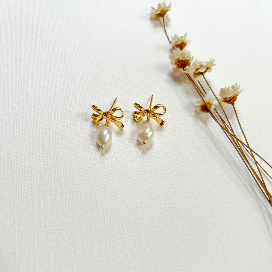 Bow Pearl Drop Dangles