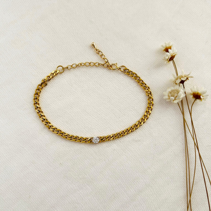 Dainty CZ Chain Link Bracelet