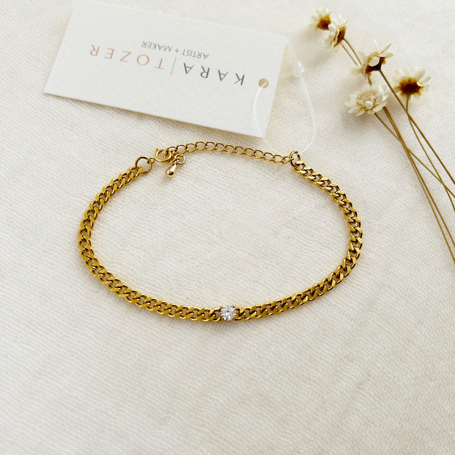 Dainty CZ Chain Link Bracelet