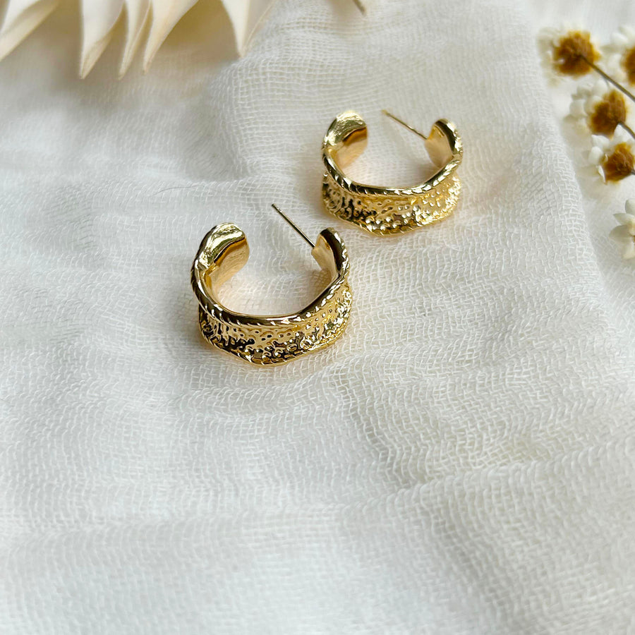 Chunky Gold Textured Hoops