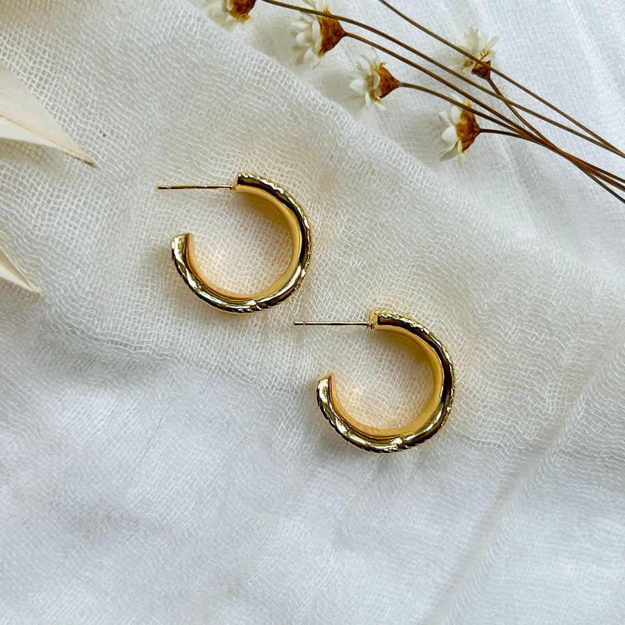 Chunky Gold Textured Hoops