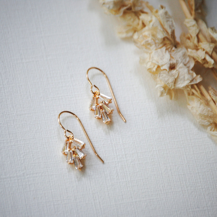 Gold Filled CZ Leaf Dangles