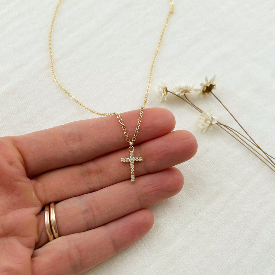 Dainty CZ Cross Necklace