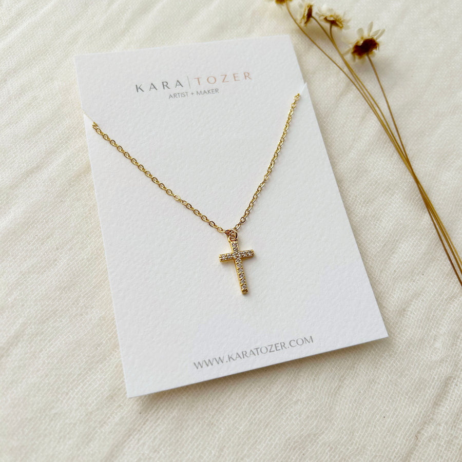 Dainty CZ Cross Necklace