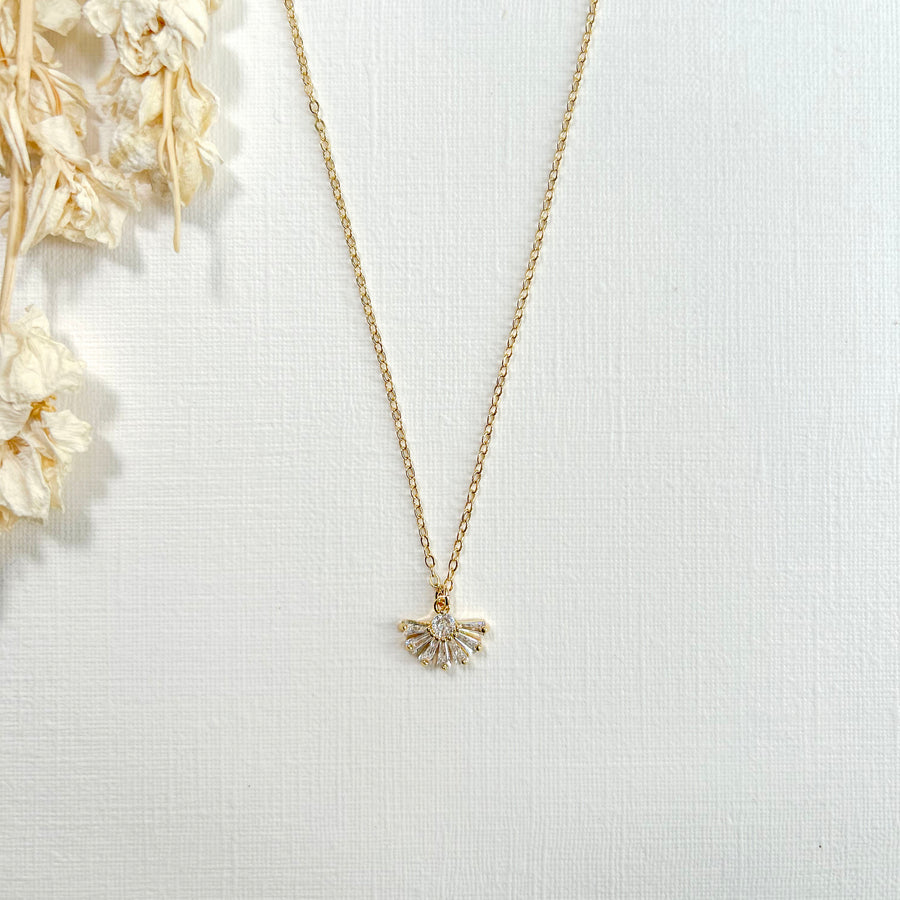 Dainty CZ Fan Necklace