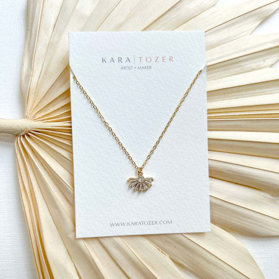 Dainty CZ Fan Necklace