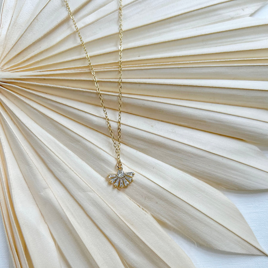 Dainty CZ Fan Necklace