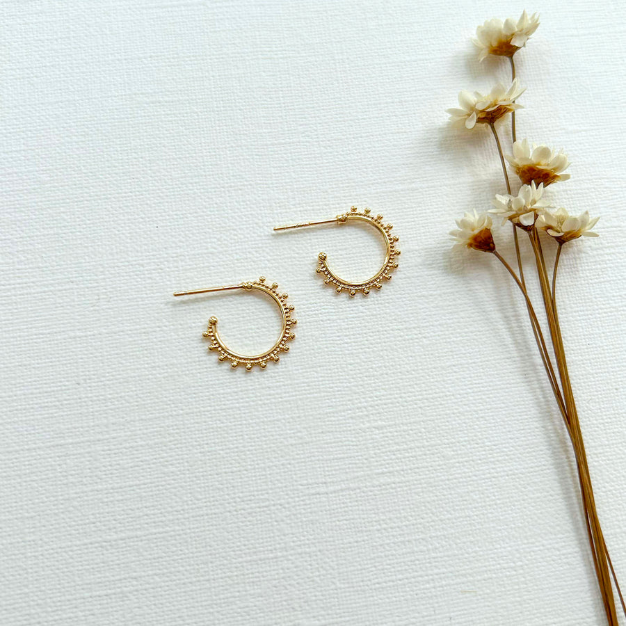 Dainty Gold Dot Hoops