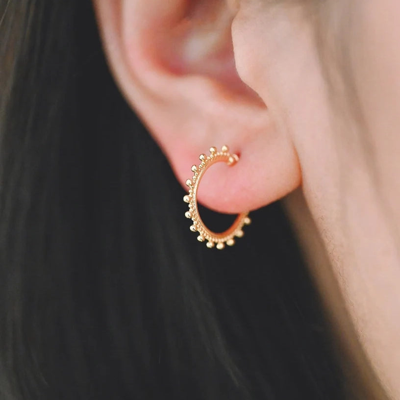 Dainty Gold Dot Hoops