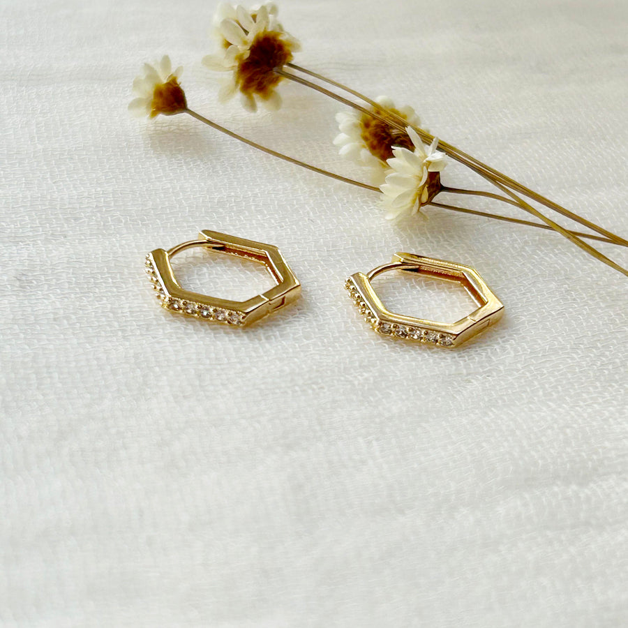 CZ Hexagon Hoops