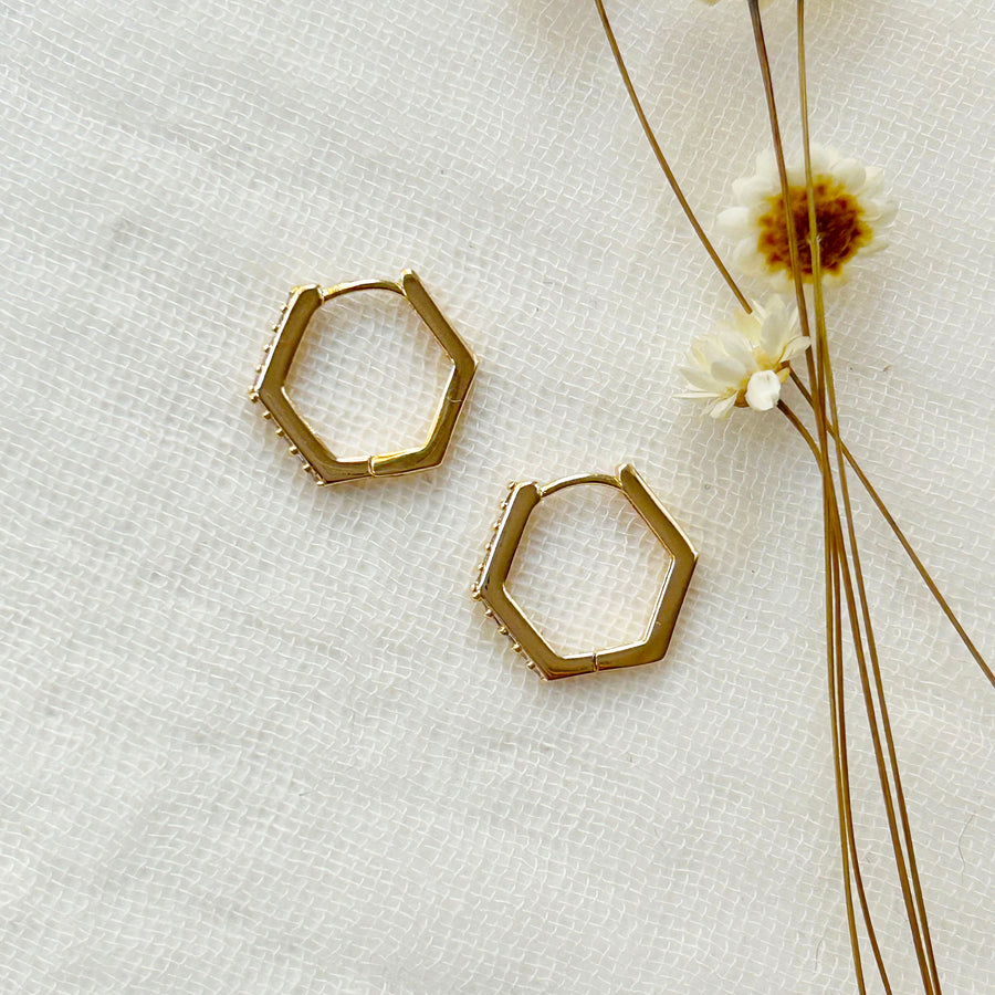 CZ Hexagon Hoops