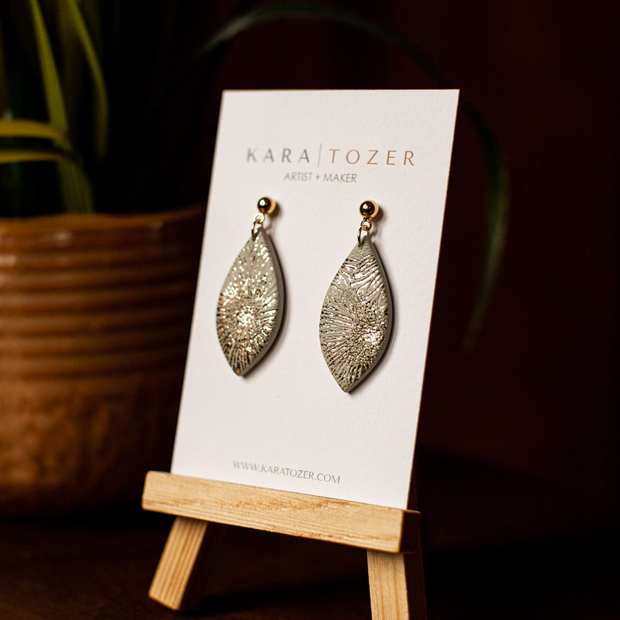 Textured Floral Leaf Dangles