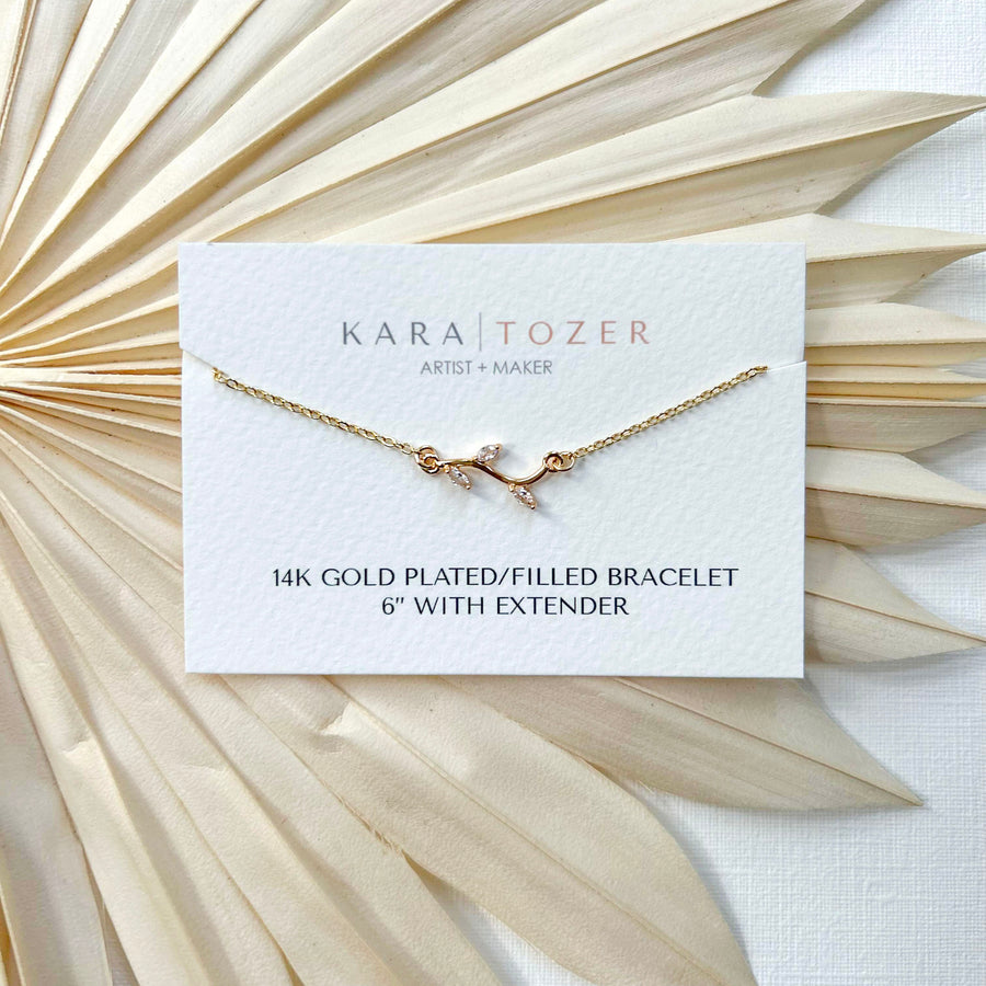 Dainty CZ Leaf Bracelet