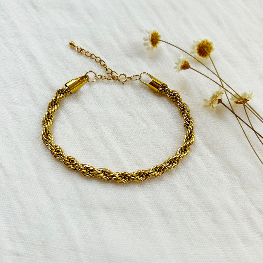 Thick Gold Rope Chain Bracelet