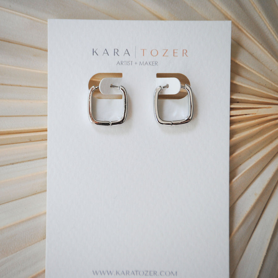 Silver Square Hoops