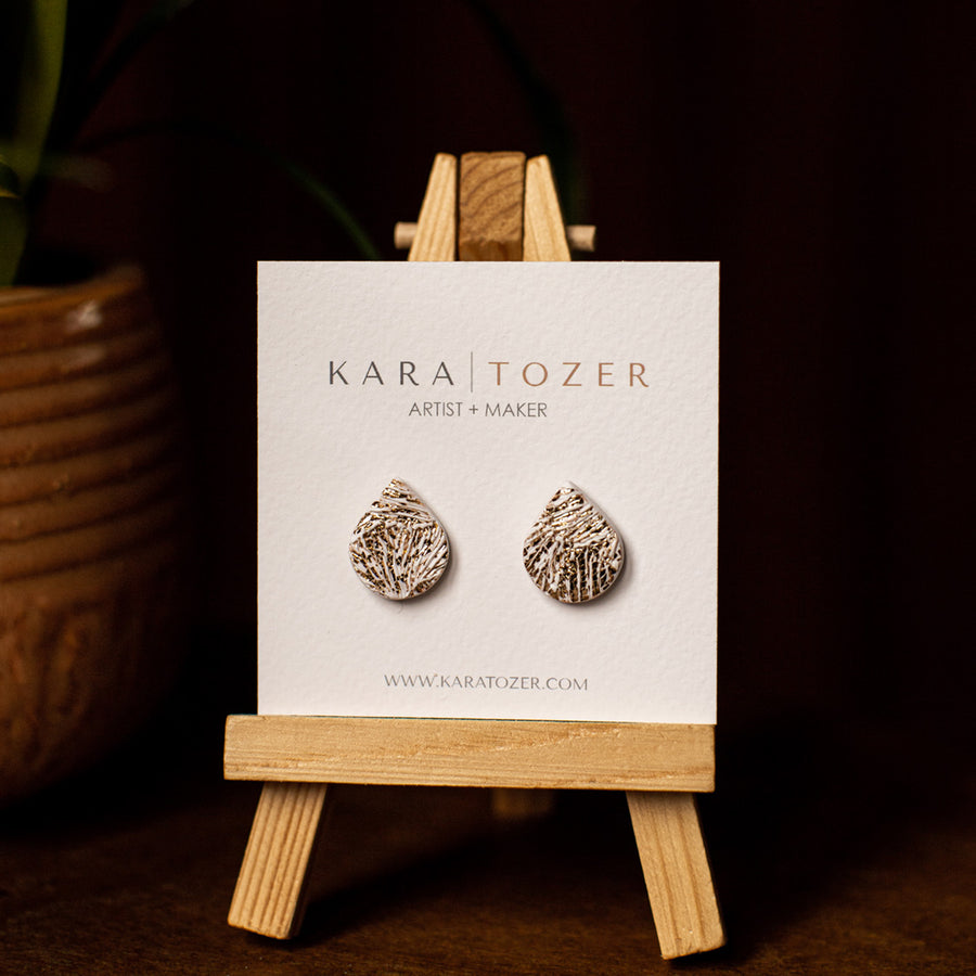 Textured Teardrop Studs