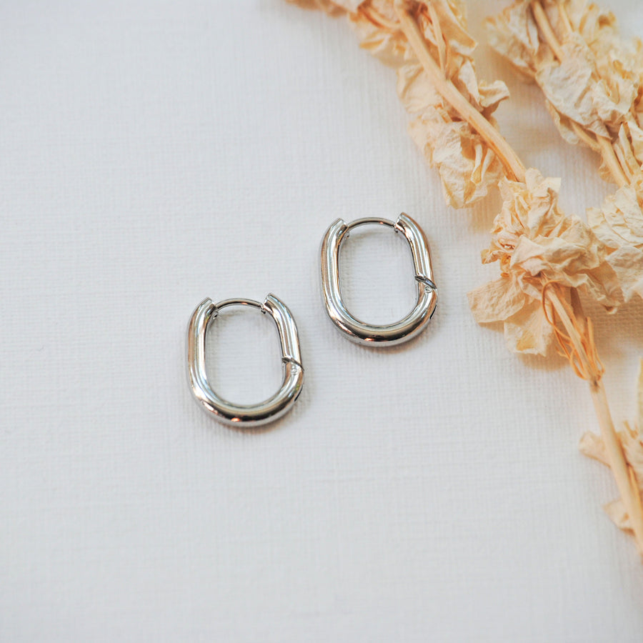 Thick Everyday Silver Oval Hoops