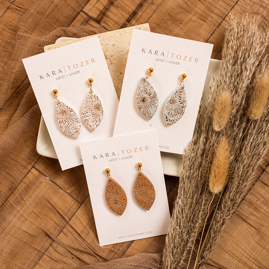 Textured Floral Leaf Dangles