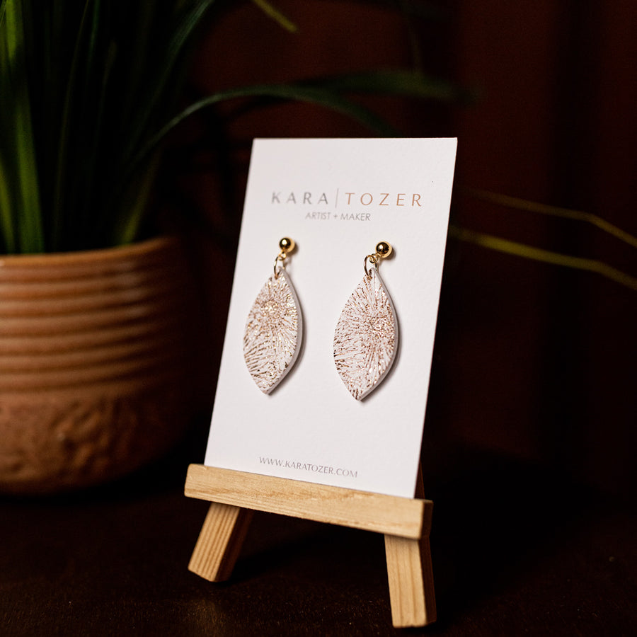 Textured Floral Leaf Dangles