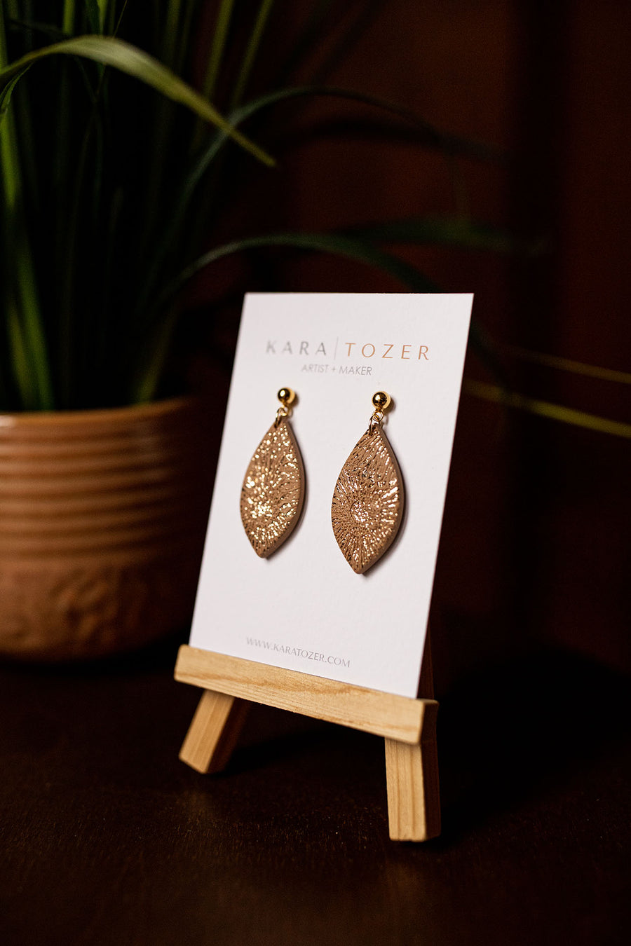 Textured Floral Leaf Dangles